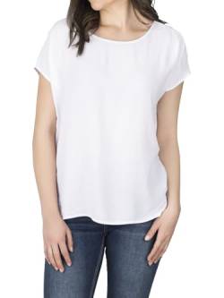 DENIMFY Bluse Damen DFJule Regular Fit Rundhals T-Shirt Top Kurzarm Sommer Oberteil, Größe:L, Farben:White von DENIMFY