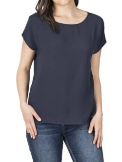 DENIMFY Bluse Damen DFJule Regular Fit Rundhals T-Shirt Top Kurzarm Sommer Oberteil, Größe:M, Farben:Navy von DENIMFY