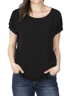 DENIMFY Bluse Damen DFJule Regular Fit Rundhals T-Shirt Top Kurzarm Sommer Oberteil, Größe:XL, Farben:Black von DENIMFY