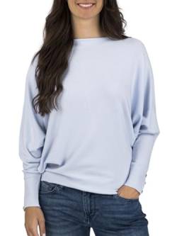 DENIMFY Damen Pullover DFGreta Oversize Fit Pulli Langarmshirt Basic Oberteil Fledermausärmel Sweatshirt Einfarbig Rundhalsausschnitt Blau M/L, Größe:M/L, Farben:Light Blue (59209) von DENIMFY