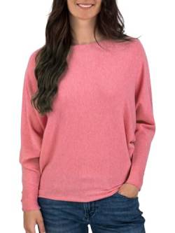 DENIMFY Damen Pullover DFGreta Oversize Fit Pulli Langarmshirt Basic Oberteil Fledermausärmel Sweatshirt Einfarbig Rundhalsausschnitt Rose M/L, Größe:M/L, Farben:Rose (54300) von DENIMFY