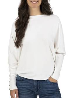 DENIMFY Damen Pullover DFGreta Oversize Fit Pulli Langarmshirt Basic Oberteil Fledermausärmel Sweatshirt Einfarbig Rundhalsausschnitt Weiß M/L, Größe:M/L, Farben:Offwhite (62001) von DENIMFY