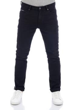 DENIMFY Herren Jeans Hose DFMiro Straight Fit Baumwolle Basic Jeanshose Stretch Denim Schwarz w33, Größe:33W / 36L, Farben:Black Denim (B122) von DENIMFY
