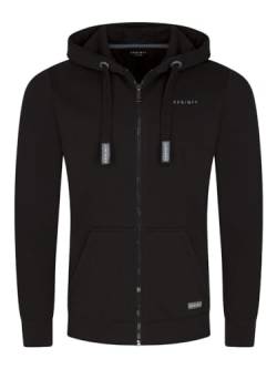 DENIMFY Herren Kapuzenjacke DFLeo Regular Fit Hoodie Taschen Jacke Reißverschluss Sweatjacke Trainingsjacke Basic Kapuzenpullover Kapuze, Größe:3XL, Farben:Black von DENIMFY