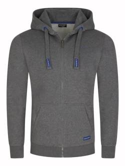 DENIMFY Herren Kapuzenjacke DFLeo Regular Fit Hoodie Taschen Jacke Reißverschluss Sweatjacke Trainingsjacke Basic Kapuzenpullover Kapuze, Größe:3XL, Farben:Grey Melange Standard 2 von DENIMFY