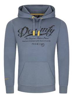 DENIMFY Herren Kapuzenpullover DFArno Hoodie Pullover Streetwear Baumwolle Kapuze Druck Langarm Sweatshirt Kängurutaschen Regular Fit Blau 3XL, Größe:3XL, Farbe:Turbid Blue von DENIMFY