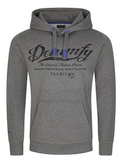 DENIMFY Herren Kapuzenpullover DFArno Hoodie Pullover Streetwear Baumwolle Kapuze Druck Langarm Sweatshirt Kängurutaschen Regular Fit Grau 4XL, Größe:4XL, Farbe:Grey Melange Standard 2 von DENIMFY