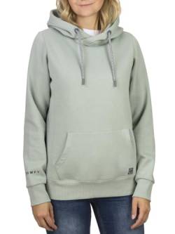 DENIMFY Kapuzenpullover Damen DFEmma Regular Fit Hoodie Pullover Pulli Sweatshirt Streetwear Kapuze Cross-Over Kragen Taschen Basic Freizeit Sport Grün XL, Größe:XL, Farben:Jadeite Green (52202) von DENIMFY