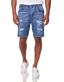 DENIMHOUSE Herren Jeans Shorts Kurze Hose Denim Bermuda Stretch Capri Destroyed 1005 Blue W32 von DENIMHOUSE