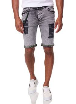 DENIMHOUSE Herren Jeans Shorts Kurze Hose Denim Bermuda Stretch Capri Destroyed 1011 Grey W31 von DENIMHOUSE