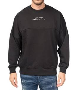 DENIMHOUSE Oversize Pullover mit Coolem Print auf dem Rücken, Pullover Ohne Kapuze, Herren Sweatshirt K053 Schwarz M von DENIMHOUSE