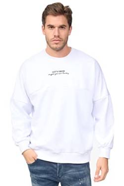 DENIMHOUSE Oversize Pullover mit Coolem Print auf dem Rücken, Pullover Ohne Kapuze, Herren Sweatshirt K053 Weiß M von DENIMHOUSE