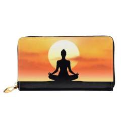 DENMER Gelbe Blumen Schmetterlinge Leder Geldbörse Kunstleder mit metallischem Reißverschluss geräumiges und stilvolles Accessoire für moderne Frauen Produkt, Yoga Meditation, Einheitsgröße, Modern von DENMER