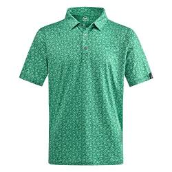 DEOLAX Herren-Polo-Shirt, leistungsstark, feuchtigkeitsableitend, Herren-Golf-Shirt, modischer Druck, Dry Fit, Golf-Shirt, kurzärmelig, Grün-5, XX-Large von DEOLAX