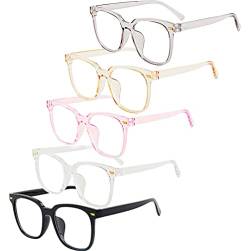 DEOMOR 5 Stücke / 5 Farben Deko Brille ohne Sehstärke transparent Linse Retro Brillen ohne Stärke von DEOMOR