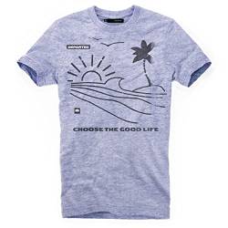 DEPARTED Herren T-Shirt mit Print/Motiv 4880 - New fit Größe XL, Bracing Blue Melange von DEPARTED