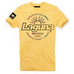 DEPARTED Herren T-Shirt mit Print/Motiv 5202 - New fit Größe L, Pomelo Yellow Melange von DEPARTED