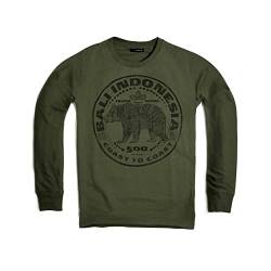 DEPARTED Longsleeve Herren Langarmshirt mit Print/Motiv 7223 - New fit Größe M, Deep Pine Green von DEPARTED