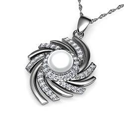 DEPHINI Galaxy Perlenkette | 925 Sterling Silber Halskette | Zirkonia | Damenschmuck | Geschenke für Frauen von DEPHINI