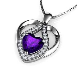 DEPHINI Süß Herz Halskette Violett | 925 Sterling Silber Herz Halskette | Zirkonia | Damenschmuck | Geschenke für Frauen von DEPHINI