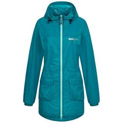 Deproc Active Damen Regenmantel Kapuze Wasserdicht Wetterfest Windbreaker Übergangsjacke Lynn Women Regenjacke, Aruba Blue, 46 von DEPROC-Active