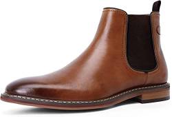 DESAI Herren Chelsea Boots Stiefeletten Klassischer Freizeit Männer Formelle Schlupfstiefel Echtleder Schuhe, Braun, 45 EU von DESAI