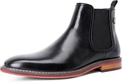 DESAI Herren Chelsea Boots Stiefeletten Klassischer Freizeit Männer Formelle Schlupfstiefel Echtleder Schuhe, Schwarz, 38 EU von DESAI