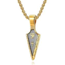 DESHOME Ankh Kette Herren Edelstahl Auge des Horus Halskette Ägyptisches Kreuz Anhänger Speerspitze Ägypten Geschenk kette 60cm, Gold von DESHOME