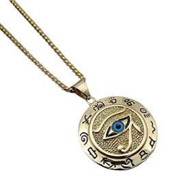 DESHOME Auge des Horus Anhänger Ägyptischer Schmuck Halskette Edelstahl Herren Amulett Eye of Horus Kette Ägypten Geschenk Gold 60cm von DESHOME