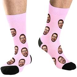 DEVFISH Personalisierte Foto-Socken für Männer, individuelle Geburtstagsgeschenke, Frauen-Gesichtssocken, individuelle Haustier-Gesichtssocken, Babyrosa, S von DEVFISH