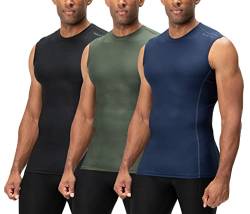 DEVOPS 2 - 3 Pack Herren Athletic Compression Shirts Sleeveless - Blau - Klein von DEVOPS