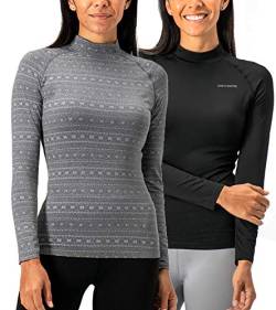 DEVOPS Damen Thermo-Turtle-Shirt, langärmelig, Kompressions-Shirt, 2 Stück - mehrfarbig - X-Groß von DEVOPS
