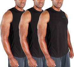 DEVOPS Herren Muskel-Shirts, ärmellos, Dry Fit, Fitnessstudio, Workout, Tank-Top, 3 Stück, Schwarz / Schwarz, 3X-Groß von DEVOPS