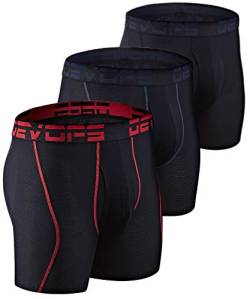 DEVOPS Herren Perfomance Cool Dry Mesh Unterwäsche Boxershorts 15,2 cm (3 Stück), 15,2 cm (6 Zoll), Schwarz / Schwarz, Large von DEVOPS