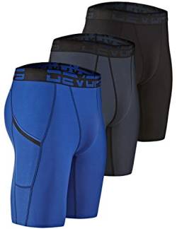 DEVOPS Herren Sport-Shorts, 3 Stück, sportliche Kompression, Cool Dry - - X-Groß von DEVOPS