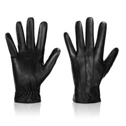 DEVPSISR Lederhandschuhe für Herren, Winter-Touchscreen-Texting, rutschfeste Handschuhe zum Autofahren, Reiten, Motorrad, schwarz, echtes Schaffell, Arbeitshandschuhe mit Griff (XXL) von DEVPSISR