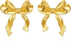 Bow Earrings, Gold Silber Bogen Ohrstecker Ohrringe für Damen, Schleifen Schmuck Frauen (Gold) von DEYROS
