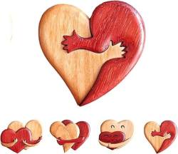 Eine Umarmung von Herzen für Sie, handgefertigte Holzschnitzereien, herzförmige Accessoires, liebevolle Herzen aus Holz mit Intarsien-Anstecknadel, Herz-Kleidungsaccessoires, für Sie und Ihn (A) von DEYROS