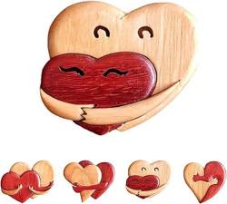 Eine Umarmung von Herzen für Sie, handgefertigte Holzschnitzereien, herzförmige Accessoires, liebevolle Herzen aus Holz mit Intarsien-Anstecknadel, Herz-Kleidungsaccessoires, für Sie und Ihn (B) von DEYROS