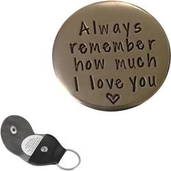 Herzliche Taschenmarken aus Edelstahl, personalisiertes Taschenmarken-Andenken, Taschenmarken für Ihren Lebensgefährten, mit PU-Leder-Schlüsselanhänger (A) von DEYROS