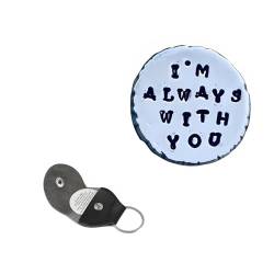 Herzliche Taschenmarken aus Edelstahl, personalisiertes Taschenmarken-Andenken, Taschenmarken für Ihren Lebensgefährten, mit PU-Leder-Schlüsselanhänger (E) von DEYROS