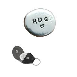 Herzliche Taschenmarken aus Edelstahl, personalisiertes Taschenmarken-Andenken, Taschenmarken für Ihren Lebensgefährten, mit PU-Leder-Schlüsselanhänger (I) von DEYROS