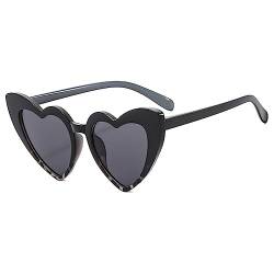 DEZ 1Pc Sonnenbrille Damen,Herz Sonnenbrille - Vintage Damen Sonnenbrille Herzform Mit Schutz Hippie Herzbrille Aesthetic Heart Glasses,Junggesellenabschied Frauen,Sonnenbrille Vintage(Schwarz E) von DEZP