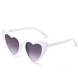 DEZ 1Pc Sonnenbrille Damen,Retro Herz Sonnenbrille - Vintage Damen Sonnenbrille Herzform Mit Schutz Hippie Herzbrille Aesthetic Heart Glasses,Junggesellenabschied Frauen,Sonnenbrille Vintage(Weiß D) von DEZP