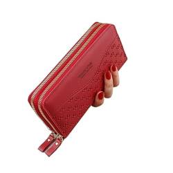 DFJOENVLDKHFE Damen-Handgelenk-Clutch, kleine Damen-Mehrfachtasche, Damen-PU-Leder-Geldbörse, Geldbörsen-Armbänder(Color:Red B) von DFJOENVLDKHFE