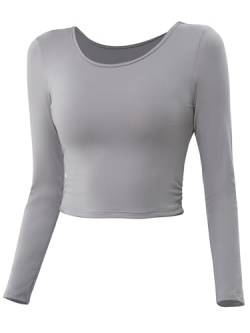 DGSHIRLDJO Damen Langarmshirt Rundhals Stretch Basic Langarmshirts Oberteile Damen Elegant Slim Crop Tops Y2k Fashion Sexy Langarm T-Shirt von DGSHIRLDJO