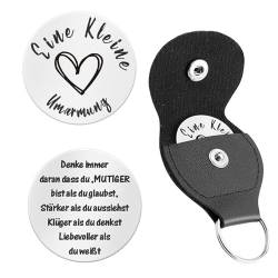 DGUSO Pocket Hug Glücksbringer Eine Kleine Umarmung, Glücksbringer Schule Mutmacher Geschenk Glücksbringer Frau Mann Gute Besserung Mutmacher Geschenk Frau Glücksbringer Schlüsselanhänger (Silber) von DGUSO