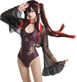 DGXWRG Genshin Badeanzug Anime Badeanzug Cosplay Badeanzüge für Frauen Badeanzüge für Teenager Mädchen Badeanzug, Hutao, XL von DGXWRG