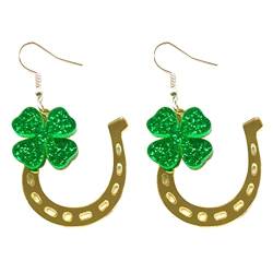 DGZTWLL St. Patrick's Day Ohrringe für Damen und Mädchen, irisches Kleeblatt, Acryl, baumelnde Ohrringe, grüner Hut, Klee, Hufeisen, Tropfenohrringe für irisches Festival-Geschenk, Acryl, Acryl von DGZTWLL