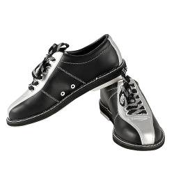 Bowlingschuhe for Damen, Leder, verschleißfest, atmungsaktiv, Bowling-Sneaker, rutschfest, bequem (Color : Black and Silver, Size : 43 EU) von DHAEY